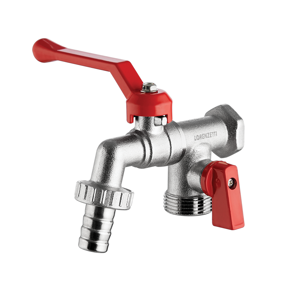 Tank faucet with washing machine outlet