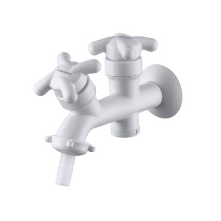 Tank faucet with washing machine outlet