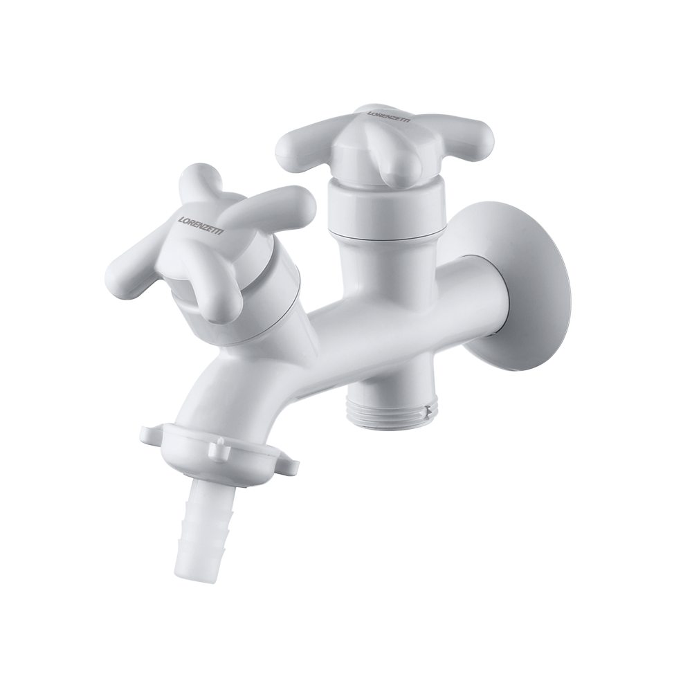 Tank faucet with washing machine outlet