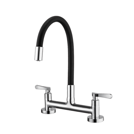 Kitchen deck mount mixer faucet - Movable spout