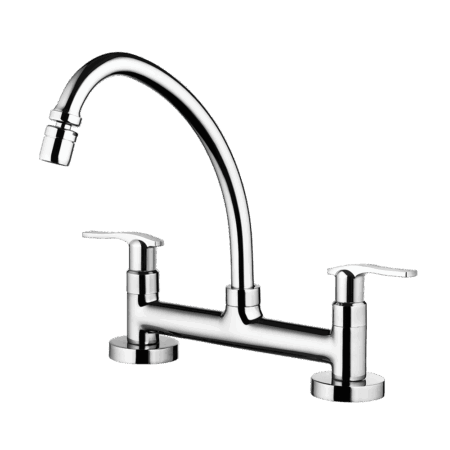 Kitchen deck mount mixer faucet - Movable spout