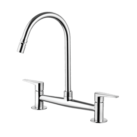 Kitchen deck mount mixer faucet - Movable spout
