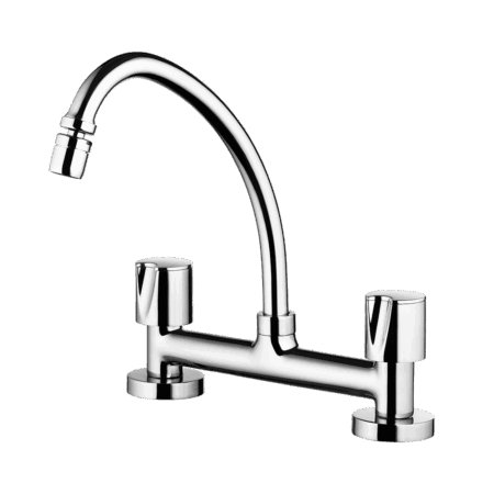 Kitchen deck mount mixer faucet - Movable spout