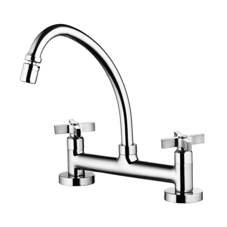 Kitchen deck mount mixer faucet - Movable spout