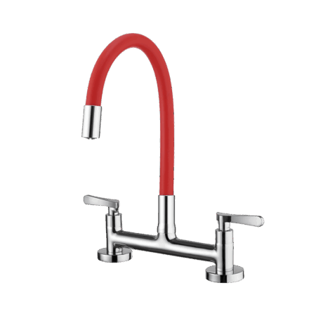 Kitchen deck mount mixer faucet - Movable spout